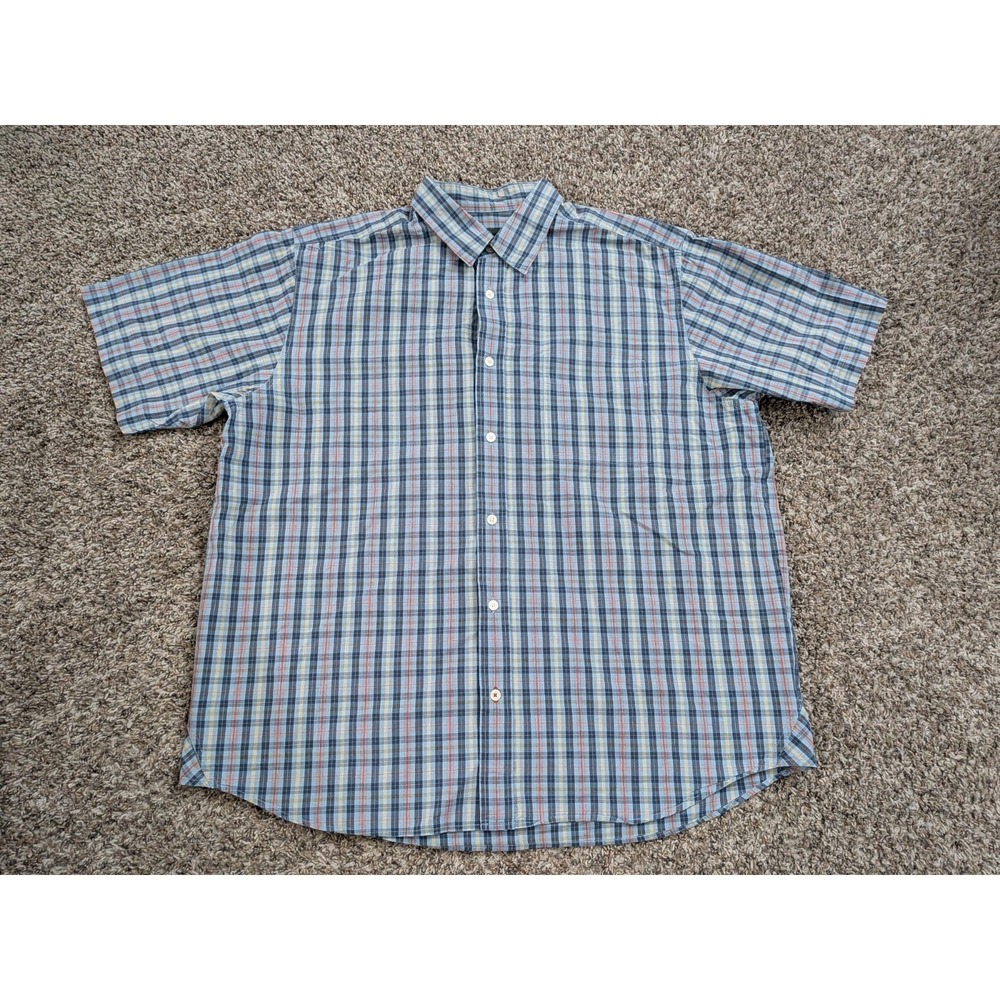 Eddie Bauer Relaxed Short Sleeve Button Up Shirt Plaid XL Mens Blue Multi
